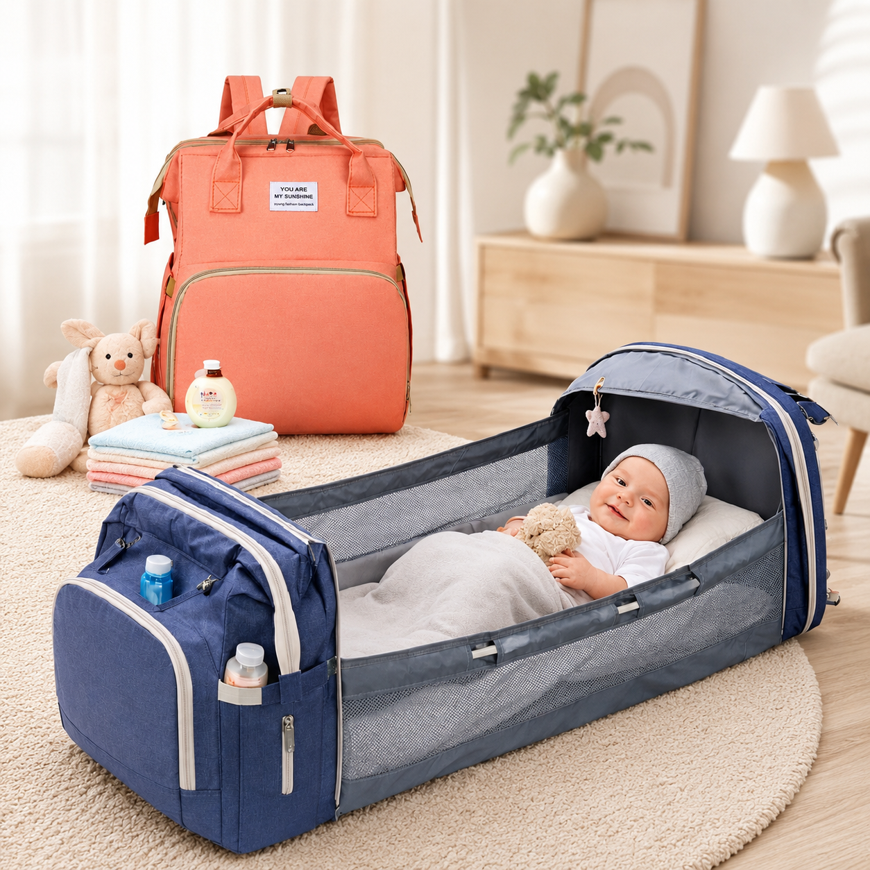 Kalma™ | Mochila Pañalera Cuna 3 en 1