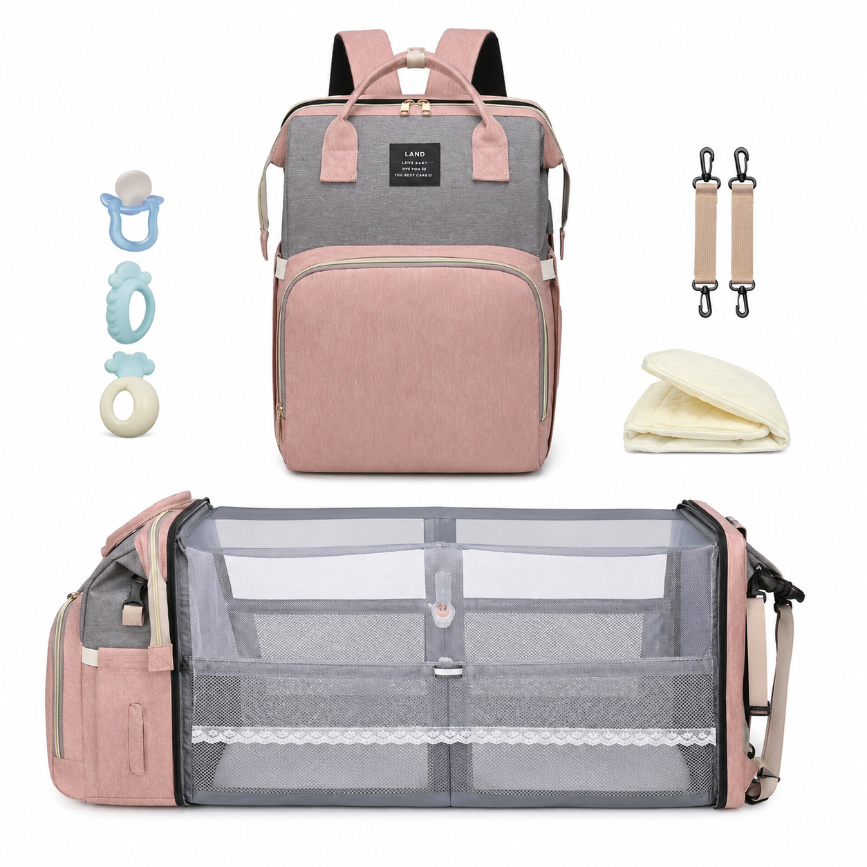 Kalma™ | Mochila Pañalera Cuna 3 en 1