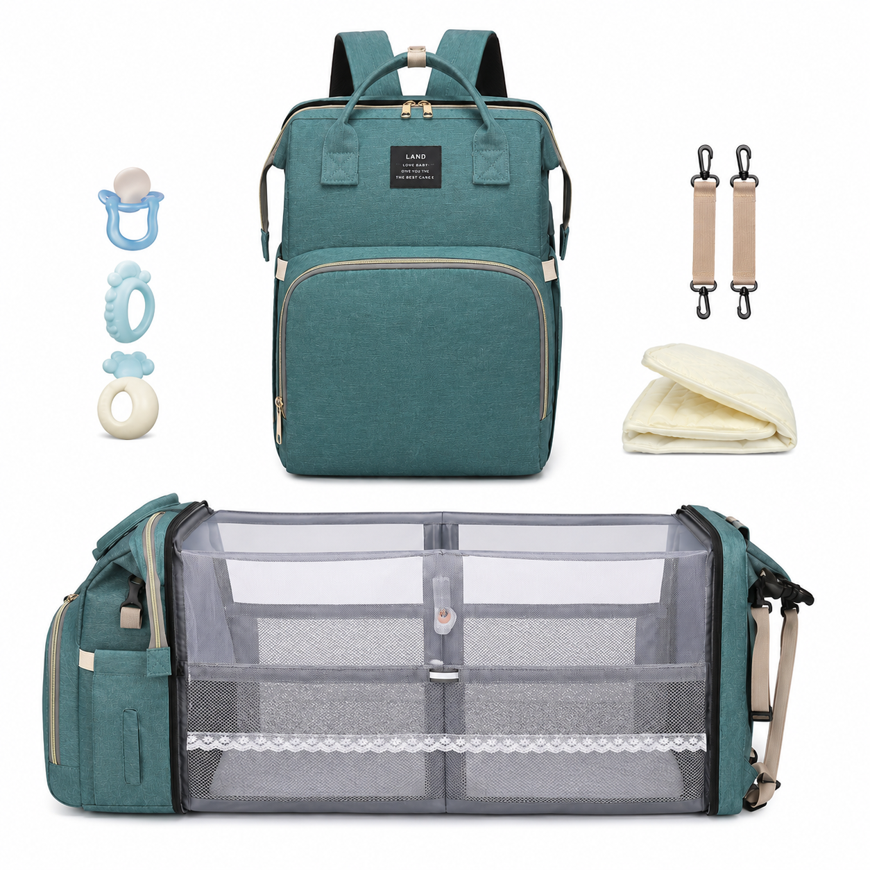 Kalma™ | Mochila Pañalera Cuna 3 en 1