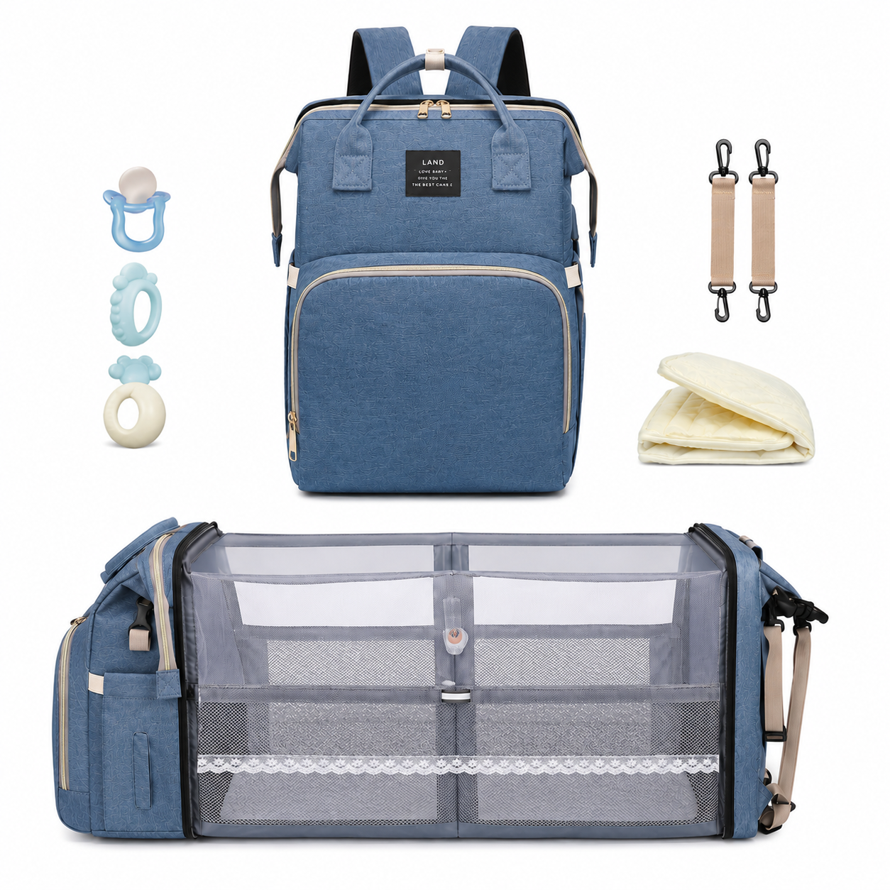 Kalma™ | Mochila Pañalera Cuna 3 en 1
